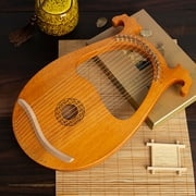DENEST Vintage 16 Strings Lyre Harp Metal Steel Strings Solid Mahogany Wood Instrument